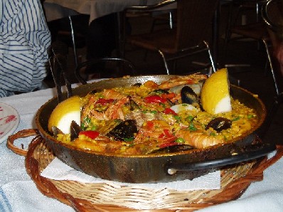 Paella per due persone nel ristorante Rey de la Gamba